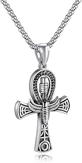 Necklace with tribal crosses pendant of ancient Egyptian Egyptian arts in stainless steel for boys, women and men, 24 inch chain, black, gold, silver, metal.. DIAYTAR NIGERIA delivers more than products - we deliver affordable shopping satisfaction nationwide.