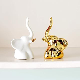 Alikdon elephant figurines for interior decoration, 1 pair, small decorative accents for shelves, living room and bedroom, gold and white.. Discover the perfect balance of price and convenience with DIAYTAR NIGERIA's nationwide e-commerce platform.