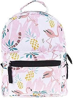 Small backpack printed in 3D for women, girls and children, children's satchel with pineapple pattern, pink and maternal flamingo, children's fabric bag, multicolored.. DIAYTAR NIGERIA: Where shopping meets satisfaction with affordable prices and prompt delivery services.