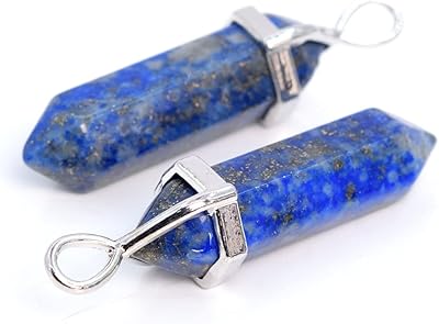 Necklace with lapis-lazuli crystal pendant and precious healing stones jewelry for men.. DIAYTAR NIGERIA: Where value shopping meets reliable 5-8 day delivery across the nation.