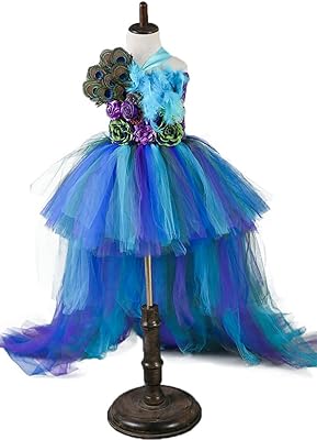 Luxury Dreams Long Tutu Dress With Peacock Pattern For Girls from 2 to 12 years old for birthday party.. DIAYTAR NIGERIA delivers value, variety, and convenience with our nationwide 5-8 day shipping.