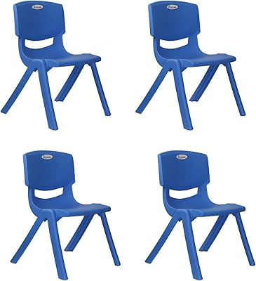Plastic scoop children's chair for study and school, blue color, 4 -room package.. Shop with purpose at DIAYTAR NIGERIA, where your money goes further and delivery is always prompt.
