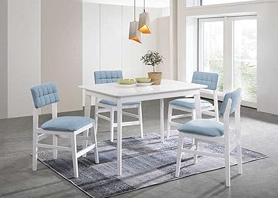 4 -seater Solid Wood Wood Dining Room Setting - White and Blue.. Your trusted marketplace, DIAYTAR NIGERIA offers extensive variety with delivery within 8 days.