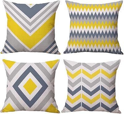 BCKA AKQA pillow pillowcases 50 cm x 50 cm mustard gray, square decorative cushion cover in mild polyester for living room sofa bed 20 x 20 inches, lot of 4.. DIAYTAR NIGERIA: Where shopping dreams come true with budget-friendly prices and nationwide shipping.