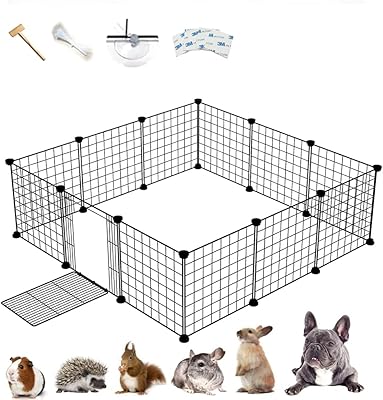 Small pet park in rich metal wire for rabbits, guinea pigs and puppies | Portable metal garden fence for pet products (12 panels).. DIAYTAR NIGERIA: Making online shopping accessible with affordable prices and nationwide delivery service.