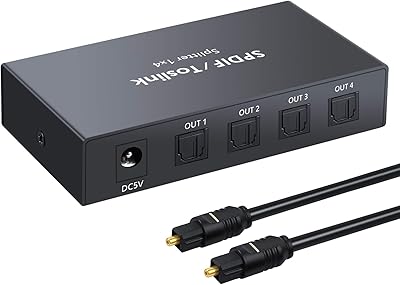 LINKFOR 1X4 Digital Optical Distributor SPDIF TOSLINK Optical Fiber 1 In 4 Aluminum Alloy Output with Optical Cable For PlayStation 3, Xbox Blu-Ray, DVD and HD TV TV.. DIAYTAR NIGERIA: Transforming online retail with affordable prices and consistent 5-8 day nationwide delivery.