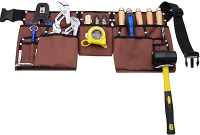 Tool belt, durable construction tool belt, 29 "to 42" chestnut and adjustable black, work apron, tool bag, with quick clearance loop of poly mesh belt.. DIAYTAR NIGERIA connects desires with reality through affordable prices and reliable delivery service.