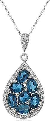 Sterling silver pendant with blue and white topaz.. DIAYTAR NIGERIA provides endless shopping possibilities with affordable prices and prompt delivery service.