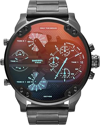 Diesel chronograph watch Mr. Daddy for men, size 57 mm, stainless steel, silver, one size, bracelet.. DIAYTAR NIGERIA connects you with endless possibilities through our affordable e-commerce platform.