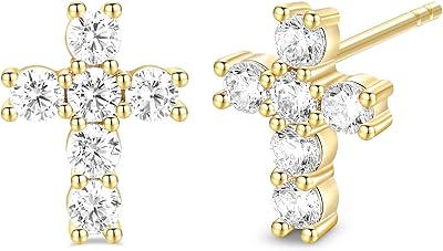 Sterling 925 Hypoallergenic Sterling Cross Earlings for Men and Women, earrings in white cubic zirconia stone.. Shop from anywhere in Nigeria with DIAYTAR's extensive selection and budget-friendly shipping options.
