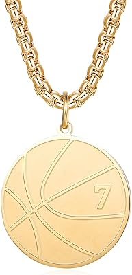 Collar Basketball number for boys, basketball sports pendant in golden stainless steel, gift jewelry for men.. DIAYTAR Nigeria brings you closer to everything you need — fast delivery, low costs, and variety.