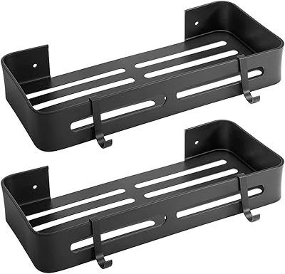2 -room homarket 2 -piece shelves bathroom kitchen, bathroom corner storage shelf without drilling, bathroom accessories organizer, bathroom wall shelf (black rectangular).. DIAYTAR NIGERIA brings online shopping to every Nigerian with affordable prices and reliable shipping.
