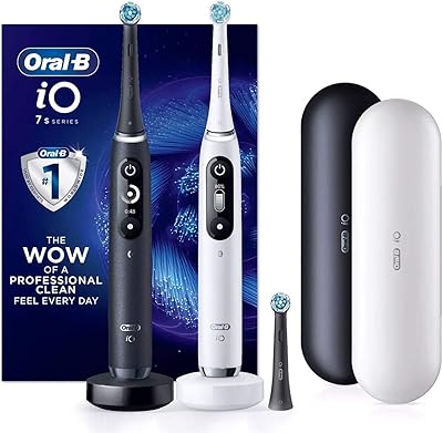 Oral-B eos Series 7S rechargeable toothbrush with 2 handles, 2 chargers, 3 brush heads and 2 luxury travel bags.. With DIAYTAR Nigeria, shopping online is easy, affordable, and fast.