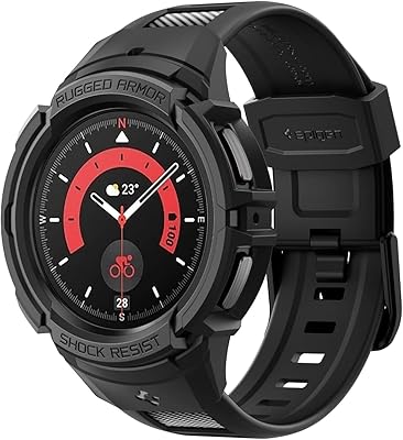 Armor Pro Spigen shell designed for Samsung Galaxy Watch 5 Pro with 45 mm bracelet (2022) - Black.. Shop smart, shop DIAYTAR - Nigeria's most affordable e-commerce platform with nationwide delivery.