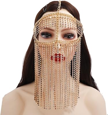 Richersti Sexy Masquerade Masks for Women with Crystal Necklace for Belly Dance, Theater, Masquerade, Gold, Metal, Garnet.. Get more, save more — only on DIAYTAR Nigeria.