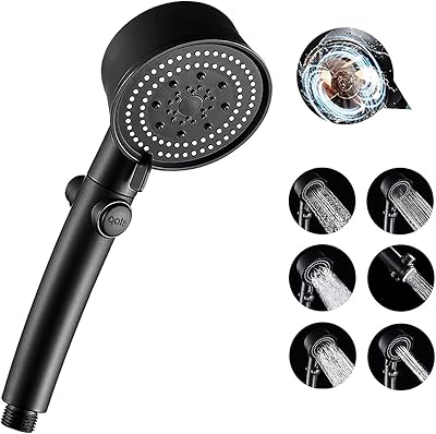 High pressure shower head with 6 functions, portable turbo fan, high -speed hand shower head with high speed shower washer (black).. DIAYTAR NIGERIA redefines convenience with our vast product selection and swift nationwide delivery.