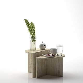 Lamac Crafts - Lot of 2 - Coffee table in Travertine / Table Table / Appoint table.. Affordable convenience is here — shop DIAYTAR Nigeria today.