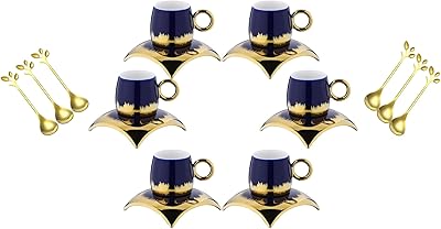 An elegant set of porcelain cups composed of 6 cups, 6 saucers and 6 espresso spoons wrapped in a gift box/set of cups and saucers/ceramic cups/porcelain cups/Turkish coffee cups/espresso cups (oxford blue).. Experience hassle-free shopping with DIAYTAR NIGERIA's user-friendly platform and prompt delivery service.
