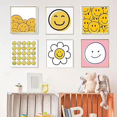 Printing on wall canvas, children's bedroom decoration set, Happy smile drawing posters for desk, house, living room, boys and girls, children's bedroom decorations, baby gifts 12 x 12 inches, 6 rooms without frame.. Shop across categories at DIAYTAR NIGERIA and enjoy budget-friendly nationwide shipping in 5-8 days.