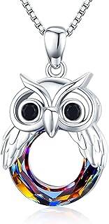 Sterling silver owl necklace, animal pendant with crystal owl, gifts for women and girls, crystal, crystal, crystal, crystal.. Shop efficiently from anywhere with DIAYTAR NIGERIA's comprehensive platform and quick delivery options.