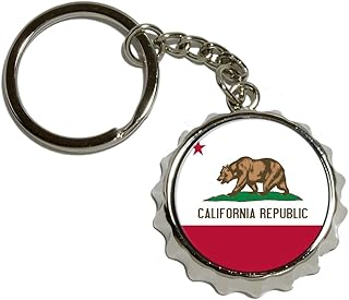 Flag of the Republic of California - keychain keychain in nickel -plated metal.. DIAYTAR NIGERIA: Bringing quality products to your doorstep at prices that won't break the bank.