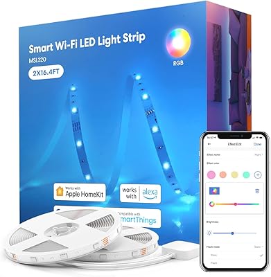 Intelligent LED light strip works with Apple Homekit, 32.8 -foot WiFi lighting strip, compatible with Siri, Alexa, Google, SmartThings, Application Control, Color Change Lighting Bang for Bedroom, Living Room and Kitchen.. DIAYTAR NIGERIA brings online shopping to every Nigerian with affordable prices and reliable shipping.