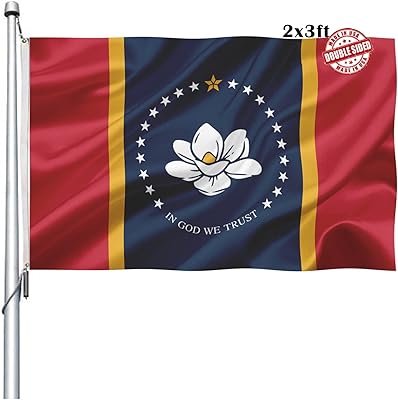 New flag of the state of the Mississippi 2X3 Outdoor Double Face - Robust in God We trust Ms Magnolia Sate Flags Banne.. Great products, lower prices, fast delivery — DIAYTAR Nigeria has it all.