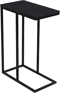 Narrow industrial table household essentials | Metal structure in the shape of a C and rectangular tray in imitation grained wood.. Shop without boundaries at DIAYTAR NIGERIA, offering affordable products with convenient delivery times.
