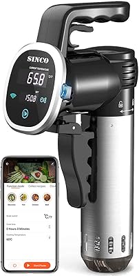 Sinko vacuum cooker, thermal cycle with Sinco WiFi 1000 W immersion, precise digital temperature timer, ultra -silent beef at low temperature, stainless steel/black.. Make every purchase count with DIAYTAR Nigeria — shop smart, shop fast.