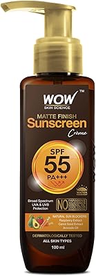 Sunscreen with matt finish wow skin science - SPF 55 pa +++, 100 ml.. Shop with purpose at DIAYTAR NIGERIA, where your money goes further and delivery is always prompt.