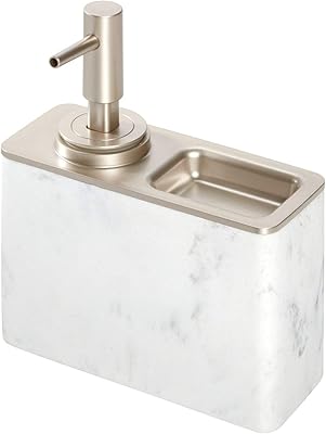 Dakota interdent soap pump with round white marble tray.. Your complete shopping solution, DIAYTAR NIGERIA offers extensive variety with budget-friendly delivery.