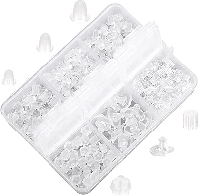 Set of SIUSI silicone earrums, 6 styles of transparent hypoallergenic earrings, replacement set with plastic box for robust earrings.. DIAYTAR NIGERIA: Making quality products accessible to all Nigerians at affordable prices.