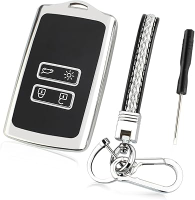 Compatible with the Renault 4 buttons car key case, the Renault key card case, the leather keychain with accessories for mini screwdriver, the TPU protective shell (silver).. DIAYTAR NIGERIA: Empowering Nigerians with access to affordable products delivered within 8 days.