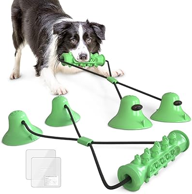 Doggun rope toy for dogs with 2 suction cups, interactive dog puzzle, indestructible chewing toys for small, medium and large (green) dogs (green).. DIAYTAR NIGERIA delivers more than expected with our extensive catalog and 5-8 day delivery service.