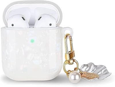 Luxury rigid protection case for Apple Airpods 1 2 with pearl and shell. Magnificent shiny case for AirPods 1 2, Bluetooth case, headphones accessories (Airpods 1 2).. DIAYTAR NIGERIA: Where shopping dreams become reality with budget-friendly prices and prompt delivery.