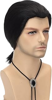 Short black and straight black wig for Valamica men from the 70s with Polo tie for costume celebration.. DIAYTAR NIGERIA brings the marketplace to your home with budget-friendly prices and nationwide delivery.