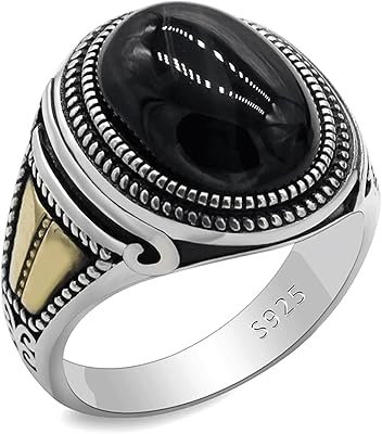 Black Agate Ring Arotorom for Men, fine jewelry in agate made by hand, Sterling 925 silver ring with a classic design for men and women.. DIAYTAR NIGERIA: Connecting Nigerians with affordable products through our expansive e-commerce platform.