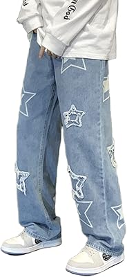 Relaxed jeans high waist and wide legs for men, hip hop y2k, harajuku embroidery.. Nigeria's fastest-growing e-commerce site offers unbeatable prices and delivery within 8 days.