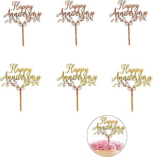Happy birthday cake decoration, acrylic cake support for wedding anniversary, pink gold glitter cake for wedding, birthday, party decorations (6 pieces).. DIAYTAR NIGERIA transforms dreams into deliveries with our affordable prices and 5-8 day shipping.