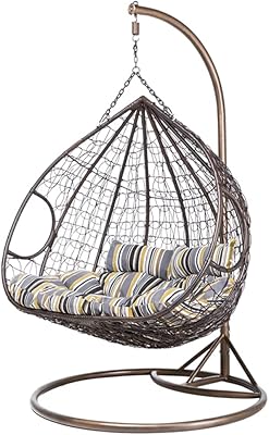 Rattan swivel chair cushion for 2 people, for outside, patio and garden chair - gray (hanging basket not included).. DIAYTAR NIGERIA: Where shopping dreams come true with budget-friendly prices and nationwide shipping.