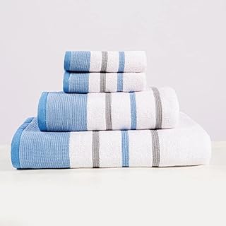 Luxury bath towels - Lot of 4 - luxuriously soft and soft, 100 % highly absorbent cotton, fast drying, suitable for all bath needs, perfect for daily use at home, the gym and the spa (sky blue).. DIAYTAR NIGERIA: Your trusted e-commerce partner with extensive product choices and affordable delivery.