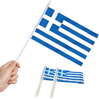 Package of 12 small Greek flags Anly - Small portable Greek flags on a stick - Bright colors and resistant to discoloration - 5 x 8 inches with solid mast and spearhead.. DIAYTAR NIGERIA: Redefining e-commerce with affordable prices and reliable nationwide shipping.