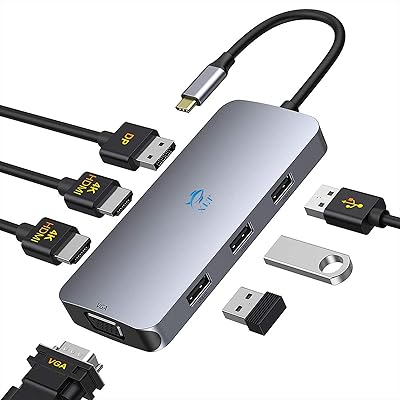 XLT double USB C to HDMI adapter, Loading station for laptop 7 in 1 with two screens, Multiport hub type-C with 2 HDMI 4K, DisplayPort, VGA and 3 USB 3.0 ports... Nigeria's most diverse e-commerce platform delivers quality and affordability to your doorstep in 5-8 days.
