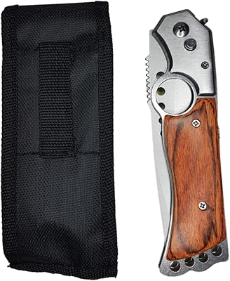 Stainless steel folding pocket knife with quick -cleared wooden piston key, safety key, pocket lamp and bag.. Shop like never before with DIAYTAR NIGERIA's comprehensive marketplace and budget-friendly shipping.