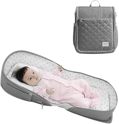 Sunveno foldable nacelle bag and briefs - travel backpack - Essential baby bed - Newborn cotton mattress 0-12 months gray gray.. DIAYTAR NIGERIA: Connecting Nigerians with affordable products through our expansive e-commerce platform.