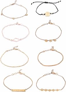 Set of 8 modern sapphire gold and rose gold pearl bracelets, ZPFK10548, metal, pearls model.. DIAYTAR NIGERIA: Your one-stop e-commerce destination with affordable prices and nationwide delivery in 5-8 days.