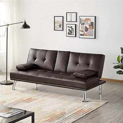 Sofa bed Futon with a crank sofa bed in imitation leather for living room bed.. DIAYTAR NIGERIA brings affordable shopping solutions to every corner of Nigeria in just 5-8 days.