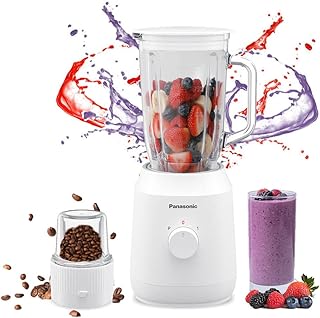 Panasonic mixer, 400 watts, MX-Ex1081, white, with glass bowl and glass grinder, durable stainless steel blade, 1 year warranty.. DIAYTAR NIGERIA transforms online retail with unbeatable prices and consistent delivery timeframes.