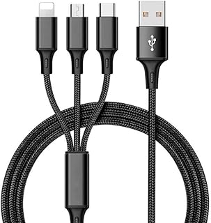 Rapid Nylon 3 in 1 charging cable for type C, microphone and iPhone, 3 -port intelligent data loading cable, electric line (3 in 1 cable).. DIAYTAR NIGERIA: Empowering Nigerians with access to affordable products delivered within 8 days.