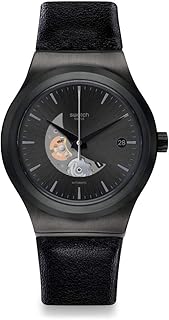 System51 Swiss leather bracelet in stainless steel, brown, 20 relaxed watch, yib404, black, black, bracelet.. DIAYTAR NIGERIA provides endless shopping possibilities with affordable prices and prompt delivery service.